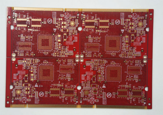 좋은 가격 FR4 Tg135 1.0mm 6 층 ENIG 금 손가락 40U' '붉은 솔더 마스크와 표면 완공 온라인으로